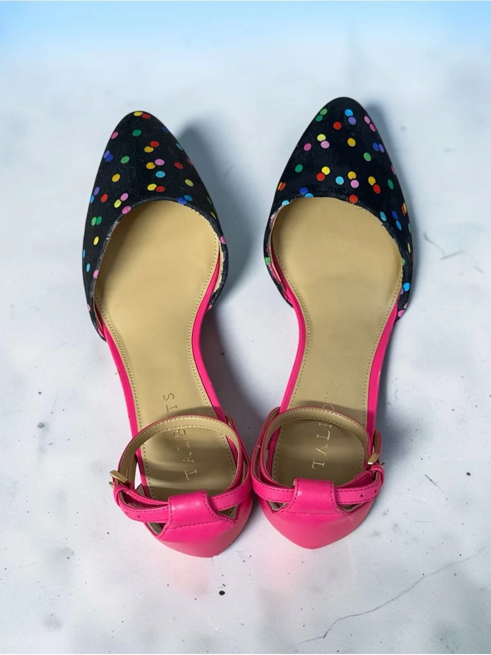 Talbots Multicolor Polka Dot Ankle Strap Wedge